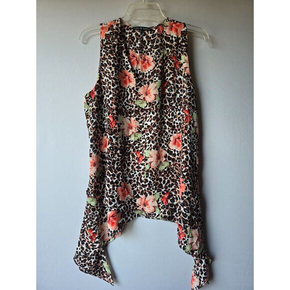 Zoey & Leelo Animal Print & Floral Sleeveless Blouse Size Large - Picture 1 of 6